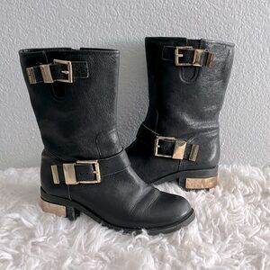 Vince Camuto- black, soft leather with gold boots